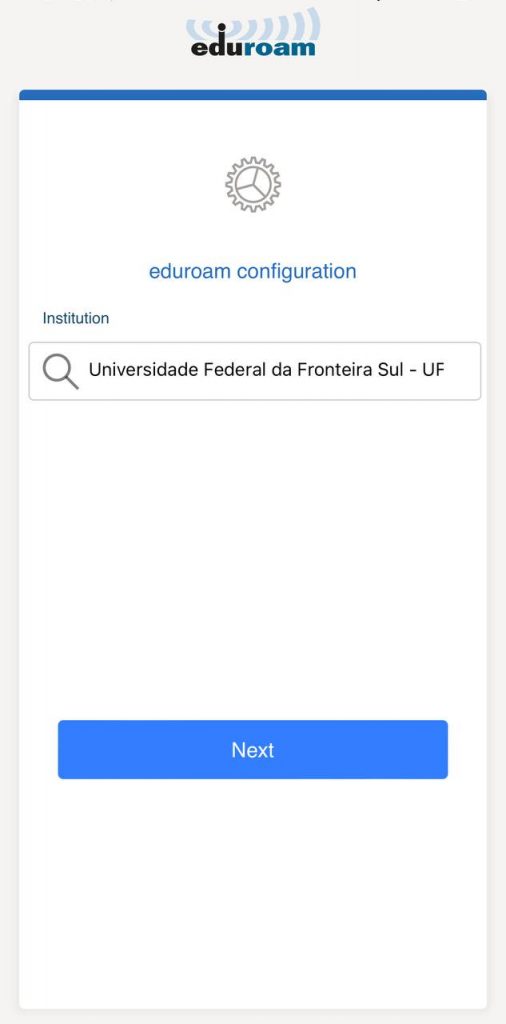 Captura de tela mostrando seleção da UFFS no app
